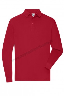 Kırmızı Uzun Kollu Polo Yaka Tişört