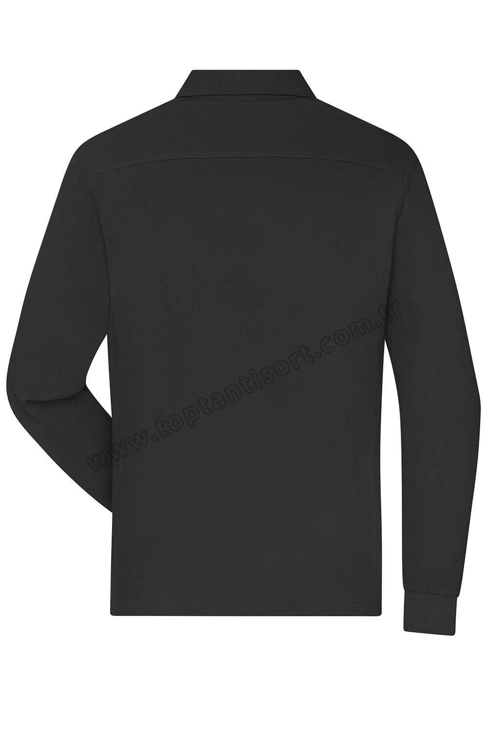 Siyah Polo Yaka Uzun Kollu Sweatshirt