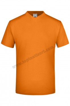 V Yaka Basic T-Shirt Turuncu