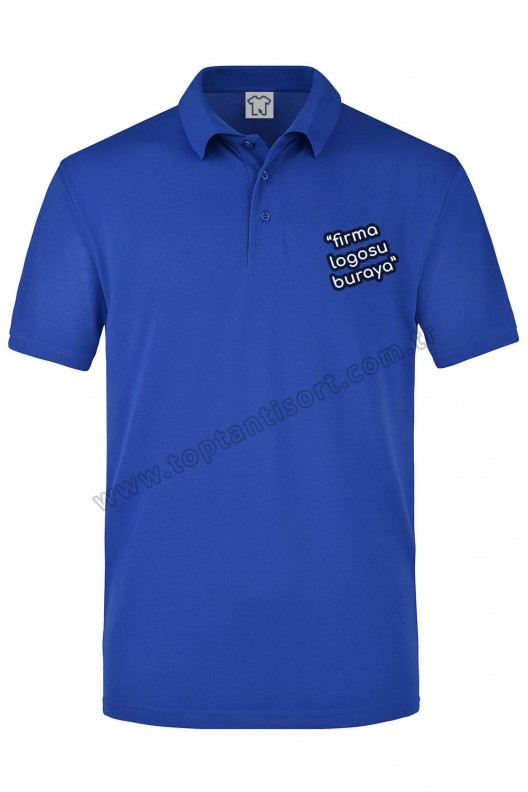 Baskılı Polo Yaka Mavi T-Shirt