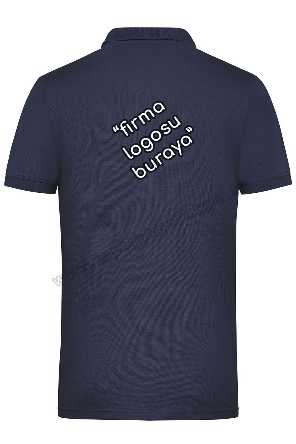 Baskılı Polo Yaka Lacivert İş T-Shirt