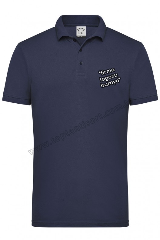 Baskılı Polo Yaka Lacivert İş T-Shirt