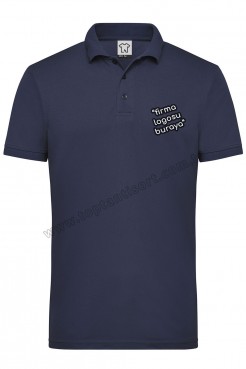 Baskılı Polo Yaka Lacivert İş T-Shirt