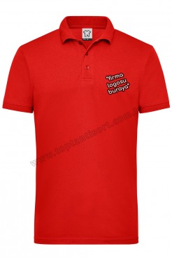 Firma Logosu Baskılı Polo Yaka Kırmızı İş Tişörtü